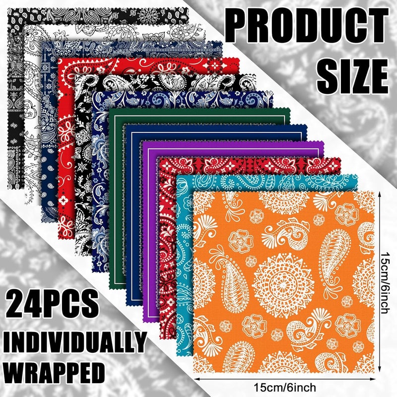 Copkim 24 Pcs Microfiber Cleaning Cloth Paisley Elegant Flowers Design Glasses Cleaning Cloth Multicolor Microfiber Lens Wipes Reusable Eyeglasses Wipes for Camera Lens Cell Phone Screens, 6 x 6 Inch - Image 2